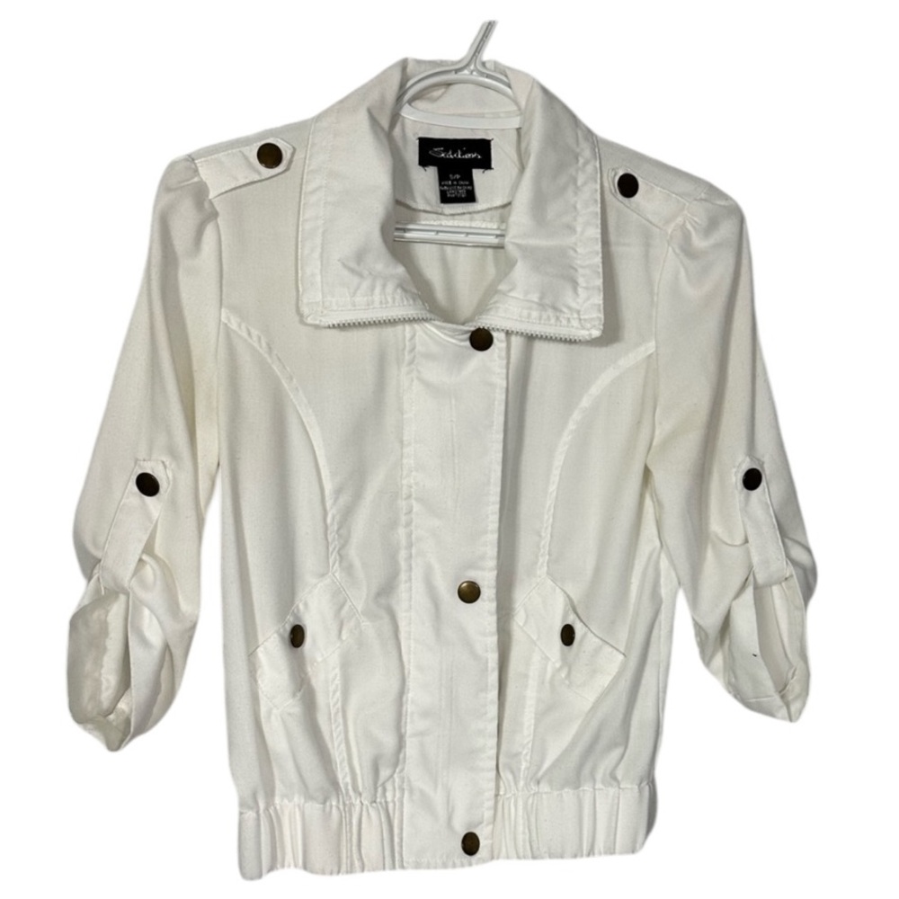 Seductions Cropped Bomber/Utility Jacket Cream